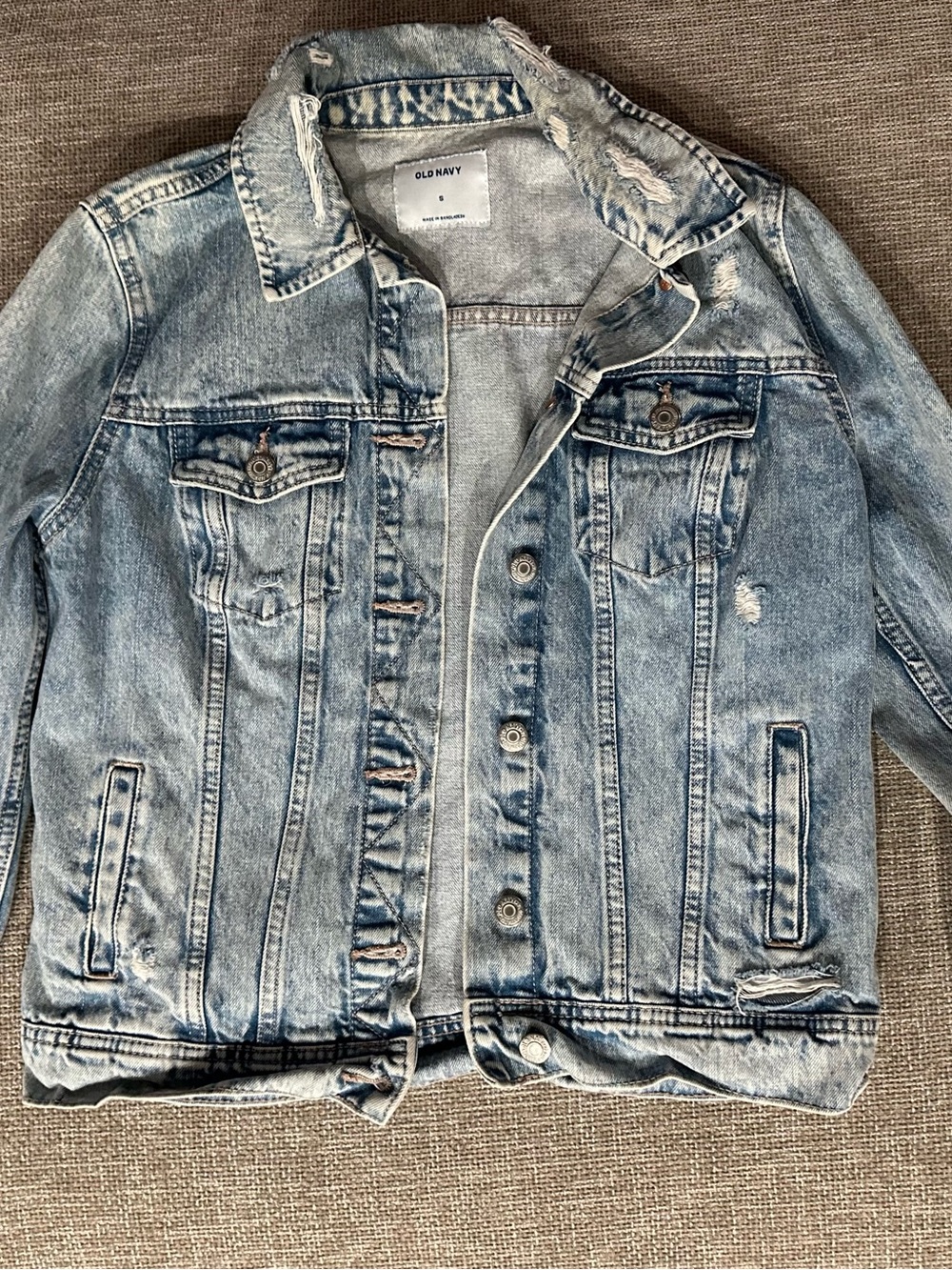Old Navy Distressed Light Blue Denim Jacket